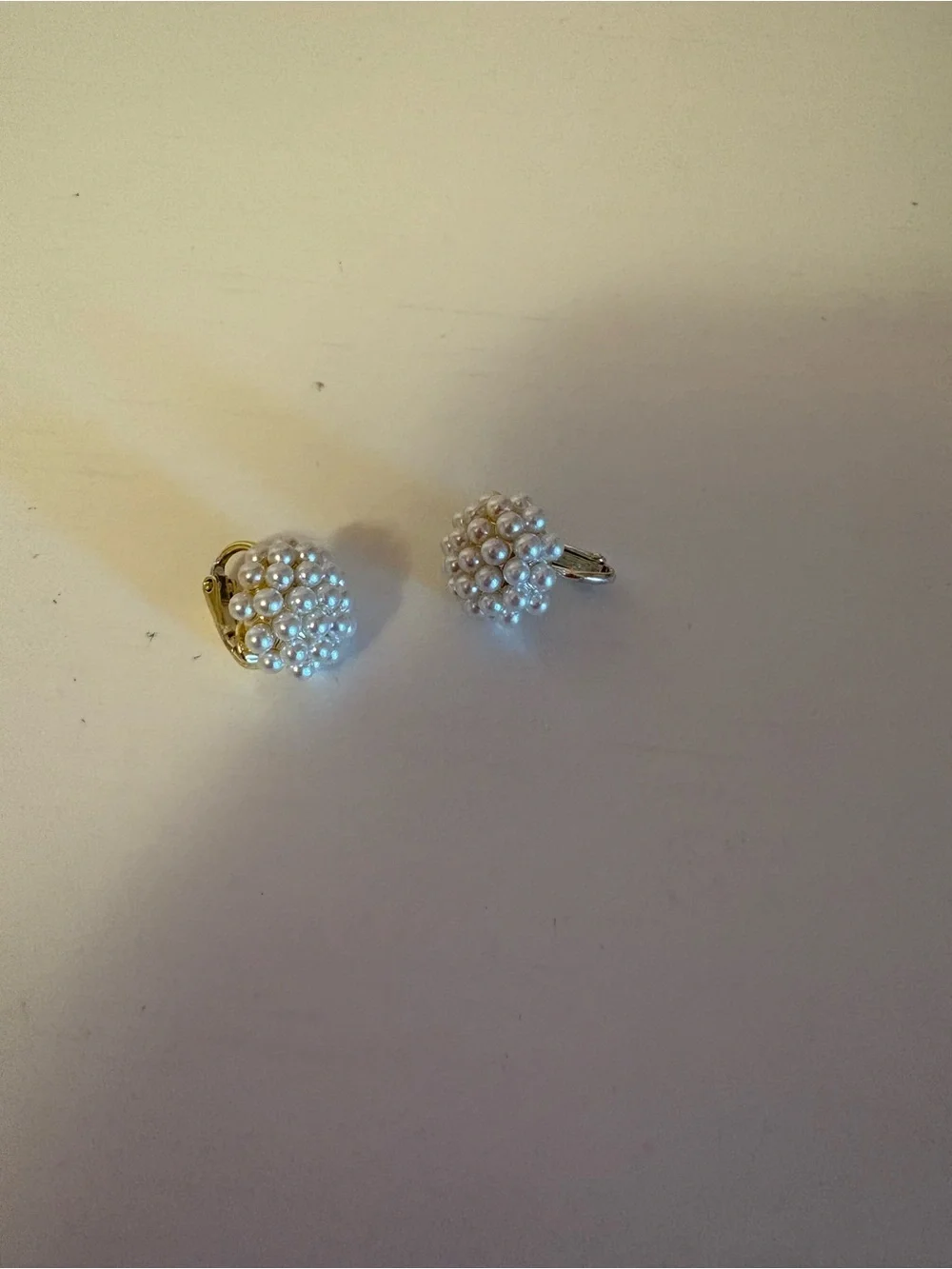 Pearl Cluster Clip-On Earrings - White